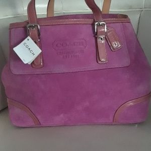 AUTHENTIC NWT Pink Suede/patent leather Coach Bag